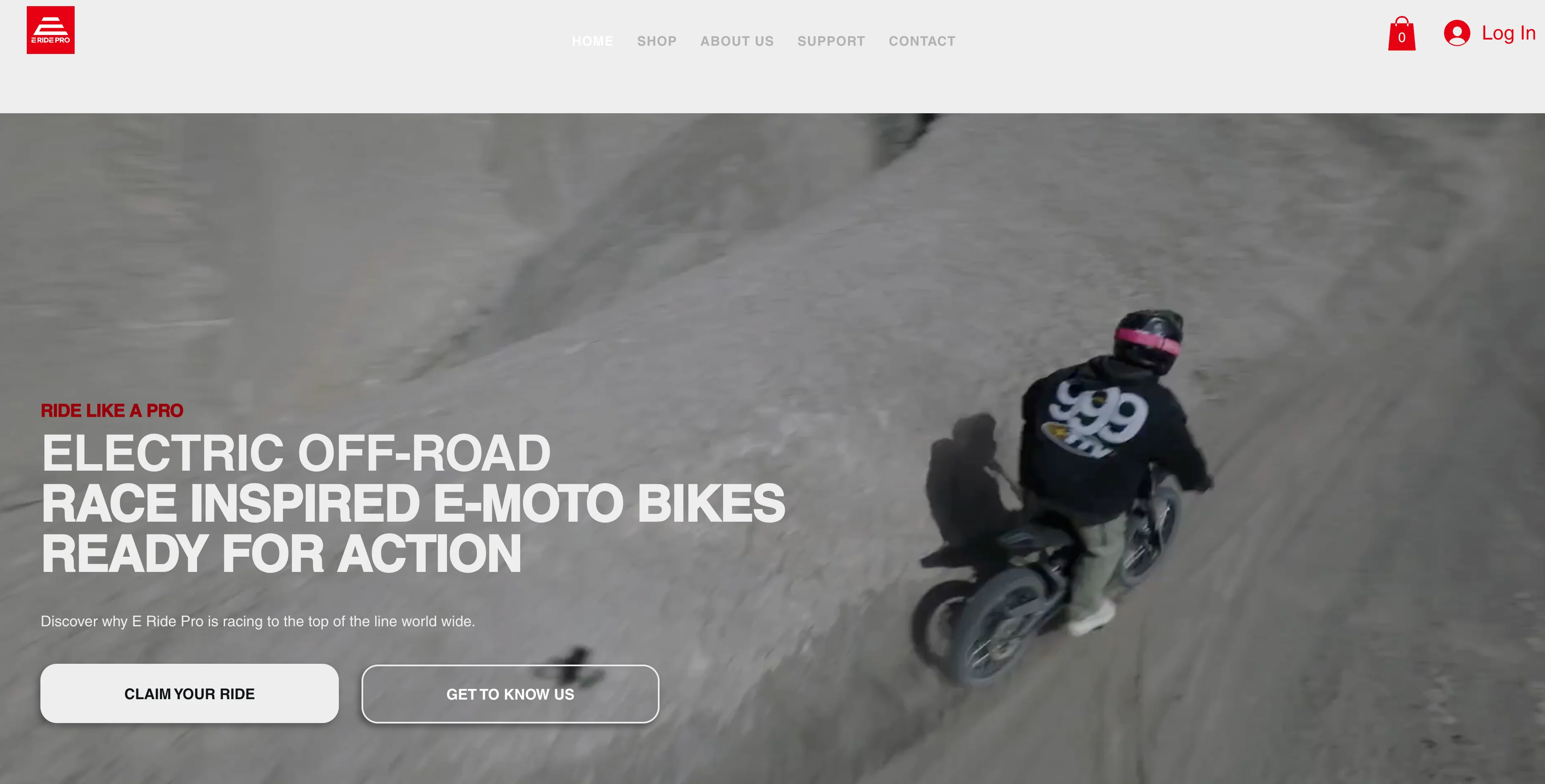 E Ride Pro website, designed by Workshown